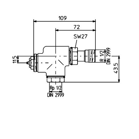 Oventrop E 1/2" Термовентиль осевой белый
