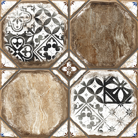 Керамин, Брюгге, 3Д тип 2 Керамогранит чёрный узор 40х40