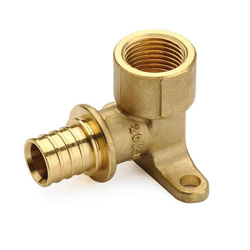 STOUT Угольник 20xRp 1/2" настенный с креплением для труб из сшитого полиэтилена аксиальный