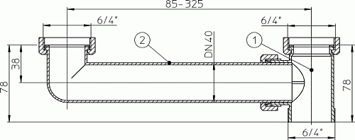 HL 23 Сточное соединение для сдвоенной раковины, L=90-256мм, 6/4"